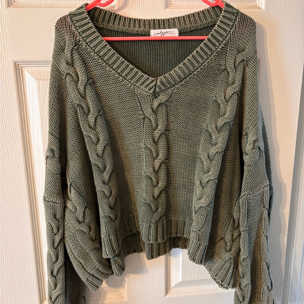 CJLA Green Cable Knit Sweater